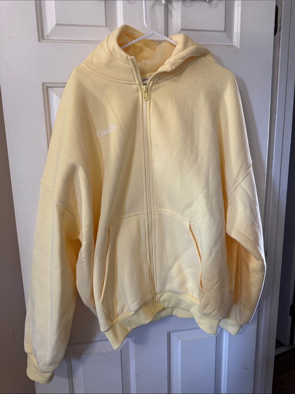Comfort Pale Yellow Zip Hoodie Jacket